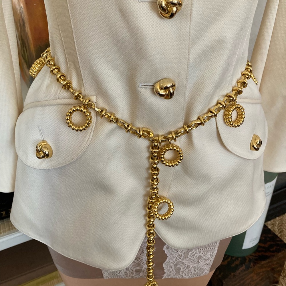 Vintage rare Judith Leiber Gold Chain Charm Belt
